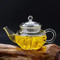 

Hot Sale Clear Glass Teapot 200ML , Blooming Tea Pot with Infuser