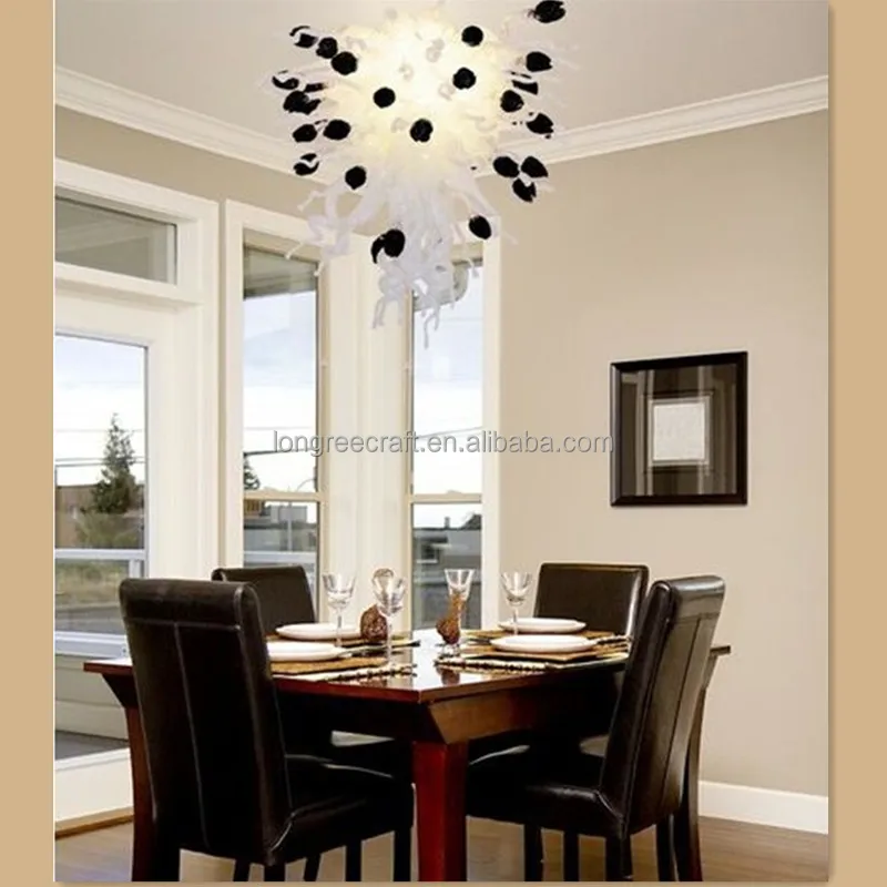 

White Glass Chandeliers with Black Bubbles Handicaraft Turkish Chandelier