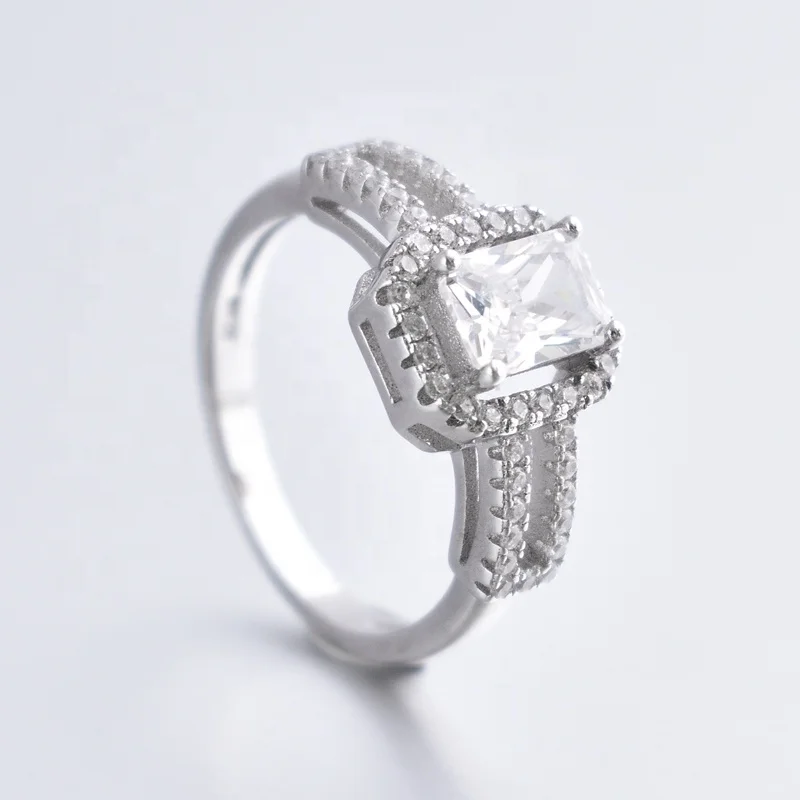 

Princess cut 925 sterling silver diamond jewelry ring