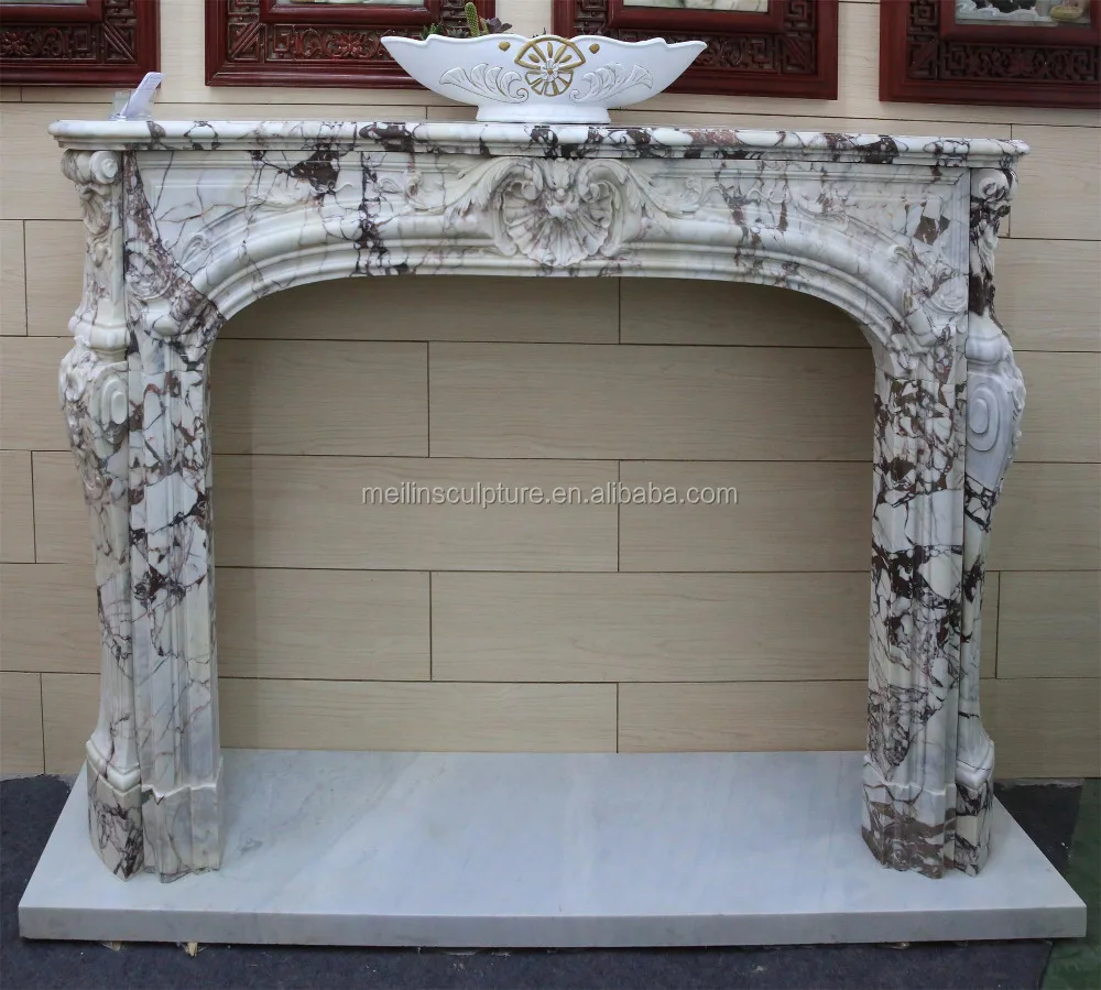 Natural Marble Gas Decorative French Fireplace Surround For Tv