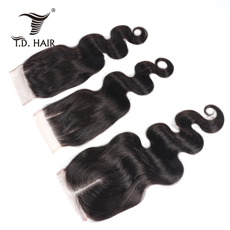 

TD HAIR 8-204*4 lace closure super fine swiss lace 14inch body wave silky top base13*4 lace frontal closure virgin human hair