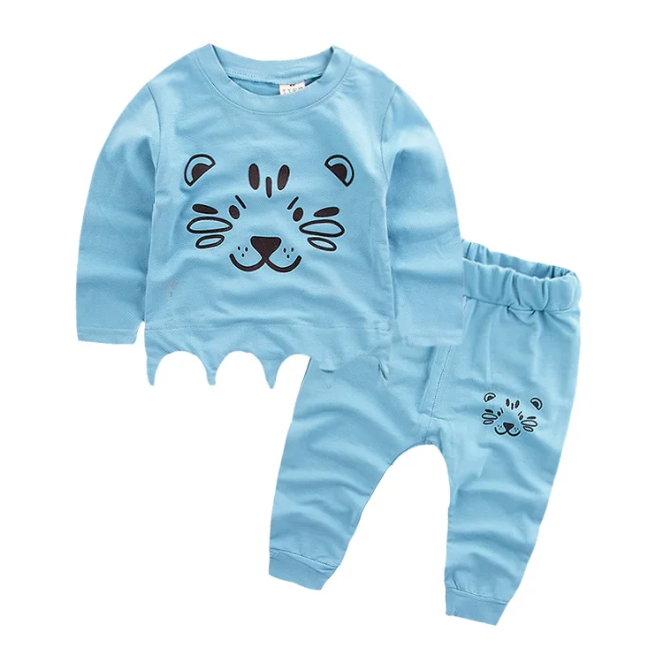 

Casual style knitted patetern blue boys clothing sets