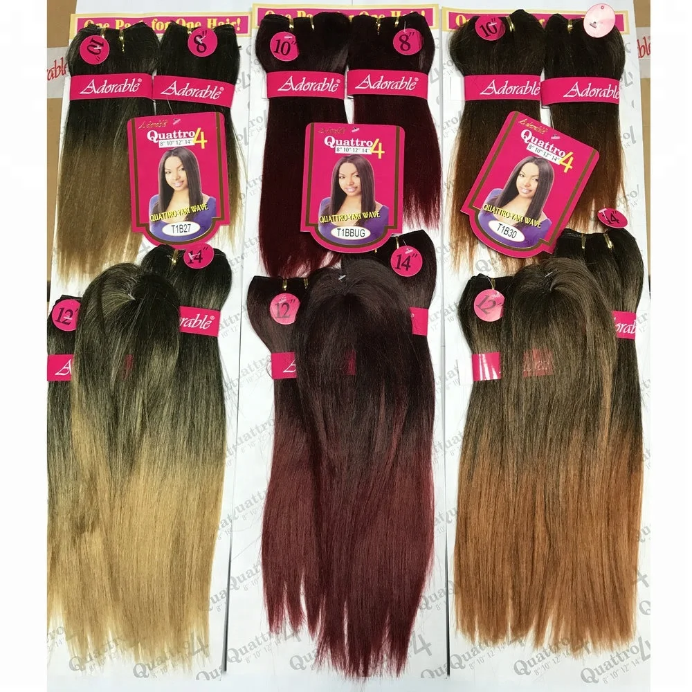 

Adorable factory price Quattro yaki wave 4pcs color 2,yaki straight synthetic hair weaving,heat resistant fiber like human hair, 1#/1b#/2#/4#,mt,tt