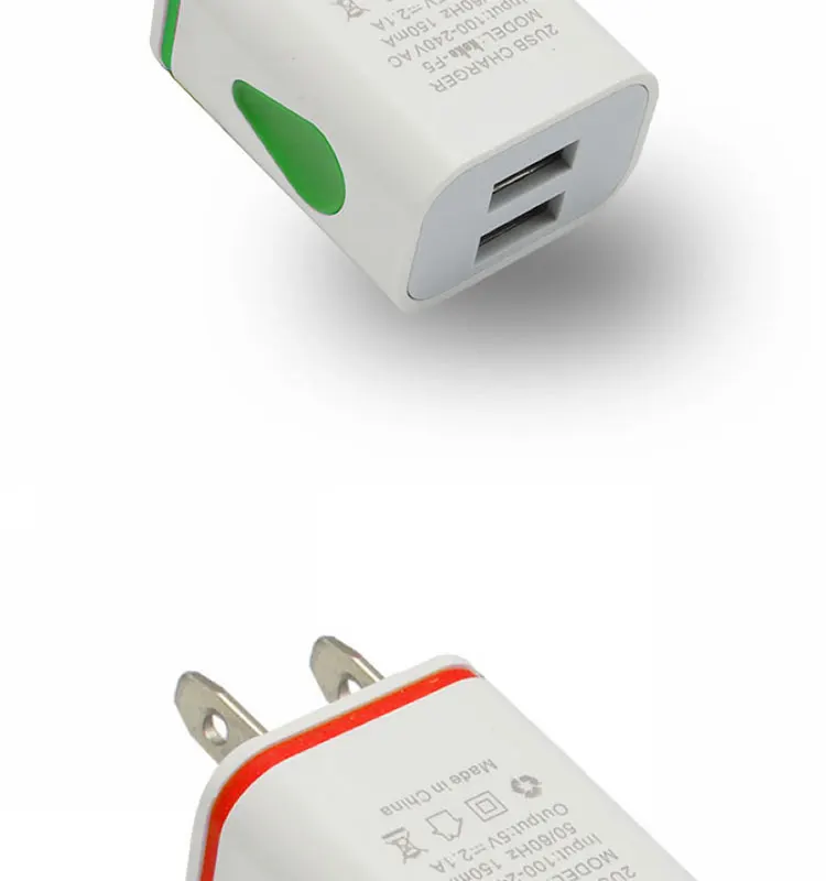 The New Fashion Led Indicator Dual Usb Power Charger 5v 2.1a Colorful
