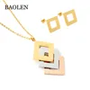 Lucky 18K Gold Plated Necklace Sets Low Price Three Color Together Sets Best Brand Jewelry For Party