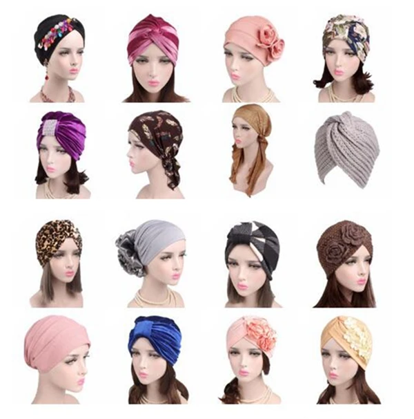 Mesdames Femmes Floral musulman volants Cancer Chimio Chapeau Bonnet Turban Head Wrap Cap 