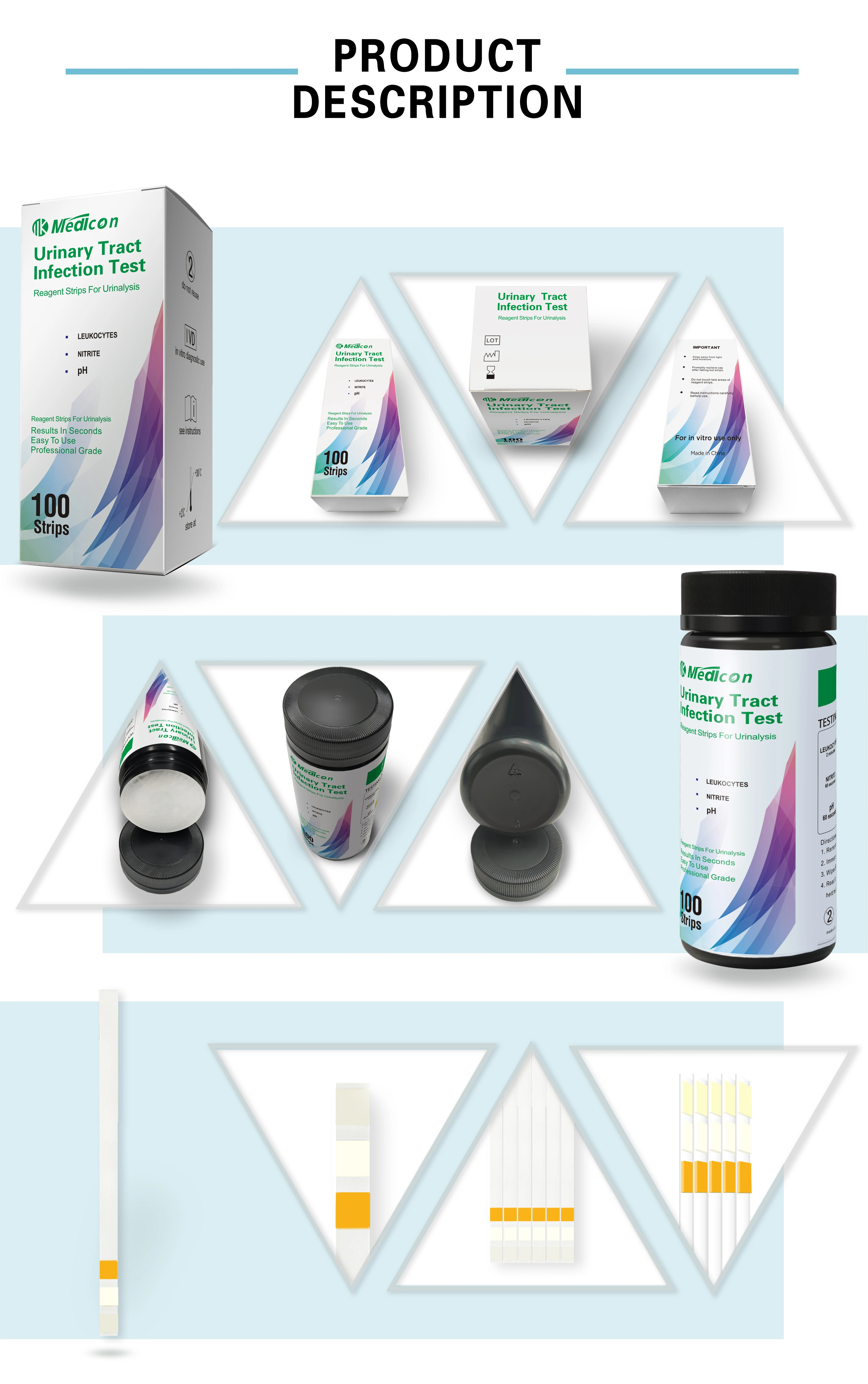 Urinary Tract Infection(uti) Reagent Strips For Urine Glucose,Ph