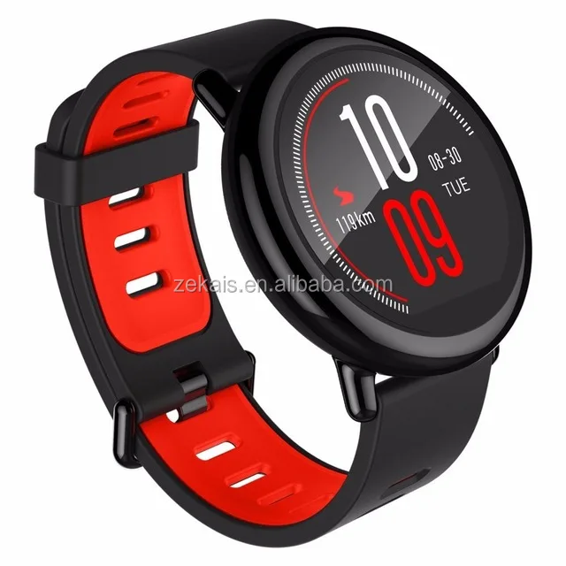 

Waterproof IP67 Sport Smartwatch for Android and Apple mobile Phone Bluetooth 4.0 WiFi Support Xiaomi Amazfit Smart Watch, Black / red