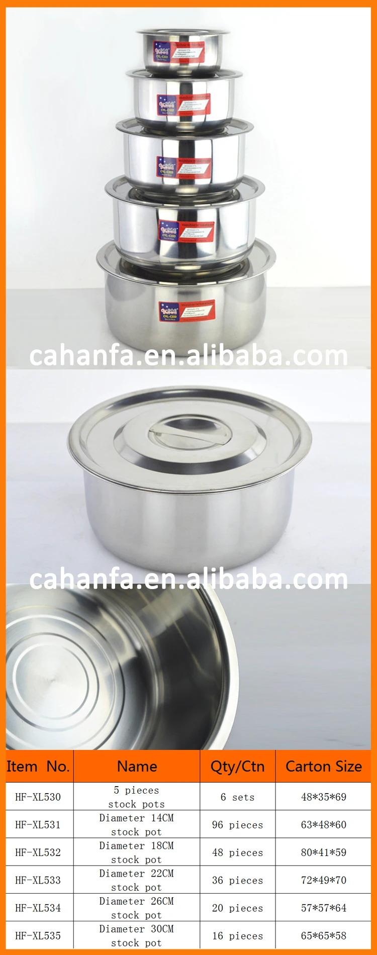 5 pcs cookware bowl set for stainless steel stock pot food container with lid