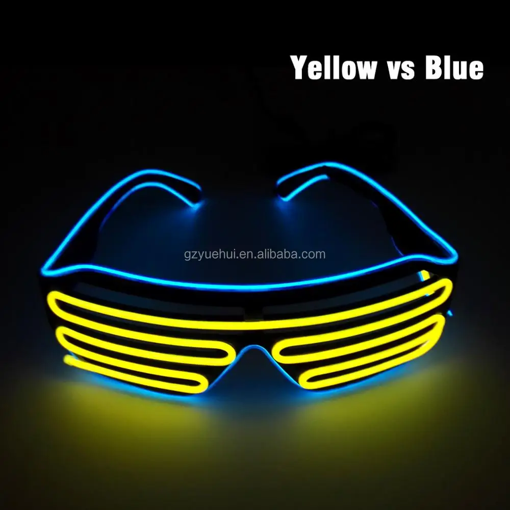 Double Colors El Wire Led Neon Glowing Flashing Shutter Shaped Glasses