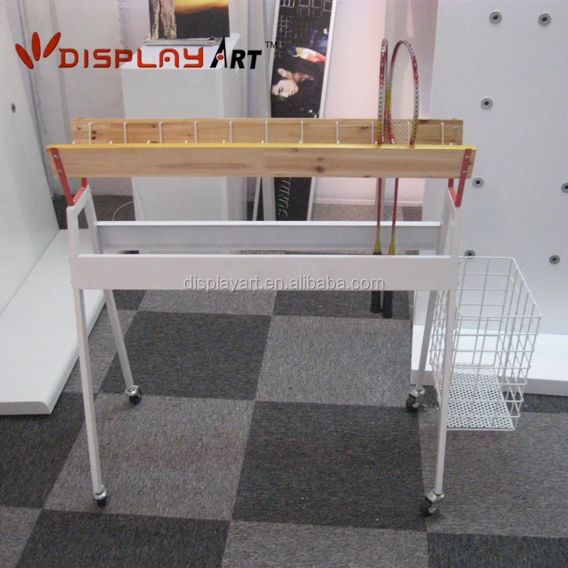 Metal And Wood Badminton Racket Tennis Racket Sport Display Rack For