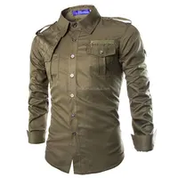 

2016 European and American casual shirt men outdoor multi-pocket uniforms badges long-sleeved military style mens shirts