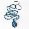 LS-D912 Amazing handmade braiding jewelry, macrame knot braiding blue agate pendant necklace for women jewelry
