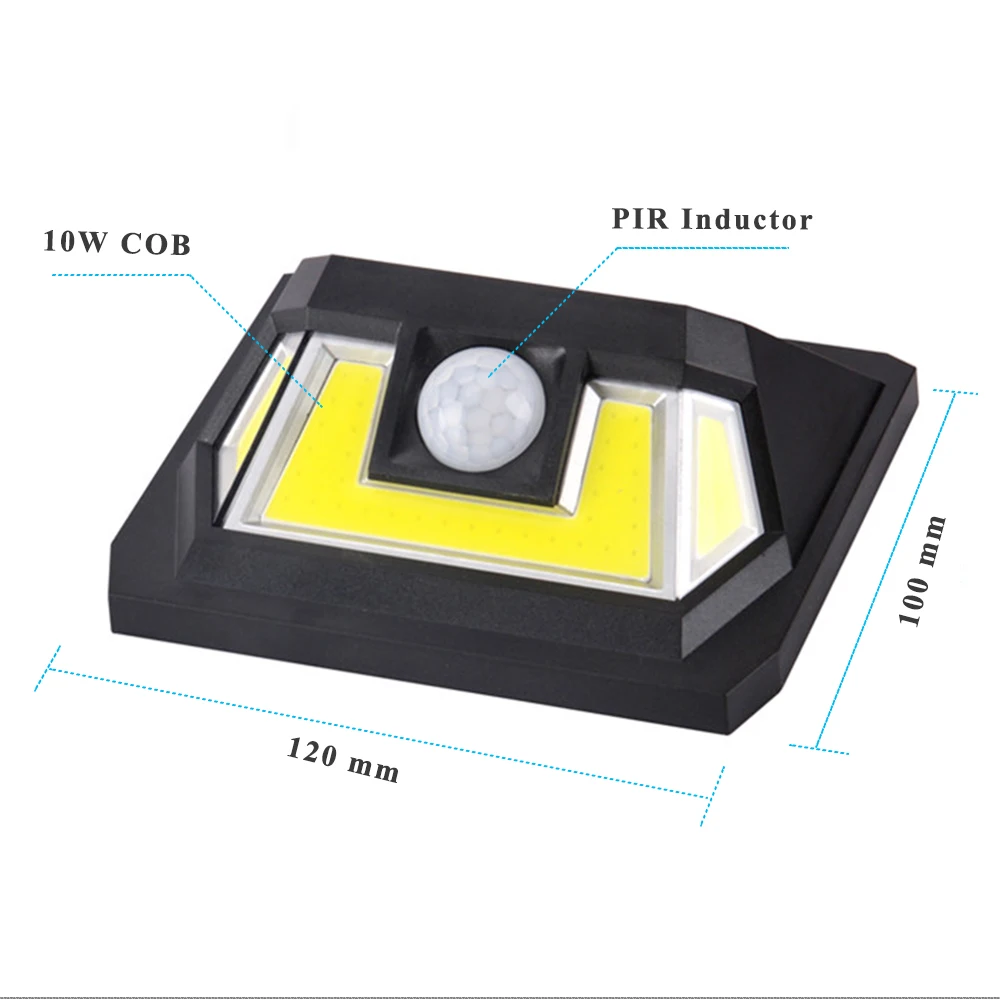 7 W ip 65 waterproof cob sensor light,18650 battery powered solar wall light with motion sensor factory