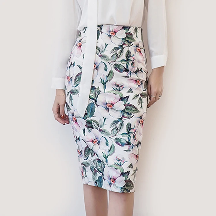 

2017 Fashion Girl Knee Length Printed Pencil Skirt