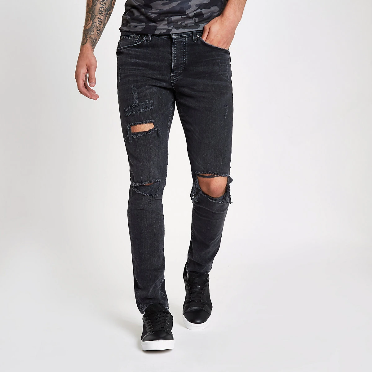 black wash ripped jeans