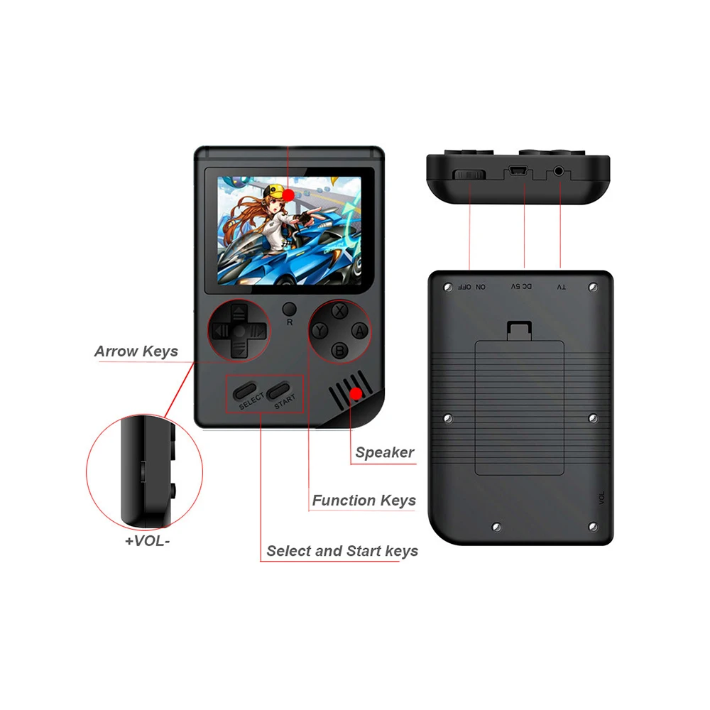 

Mini Pocket Handheld Game Console 3inch 8 bit Built-in 168 Games Retro Portable Game Player