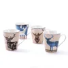 China Set of 4 Porcelain V Shaped Ceramic Christmas Reindeer Mug