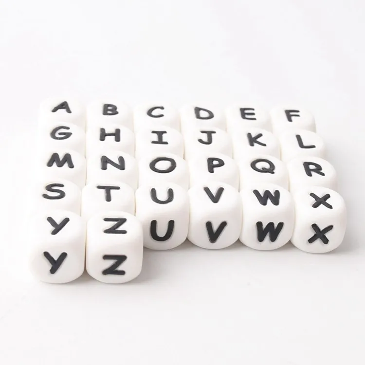 1 Bag Cute Alphabet Letter Silicone Chewing Beads Teething Necklace H 