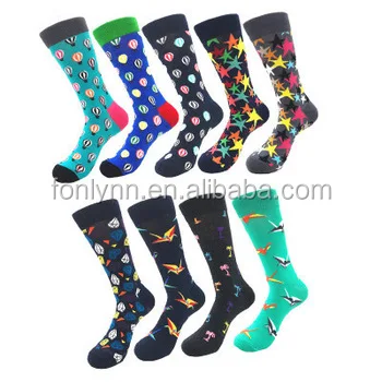 Men's Fun Dress Socks Colorful Funny Novelty Crew Socks Pack Art Socks