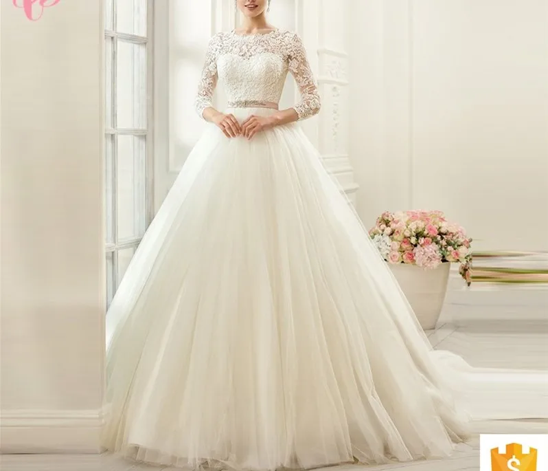 

Transparent V Back Sexy High Quality Plus Size Long Tail Ball Gown Princess Wedding Dress, White