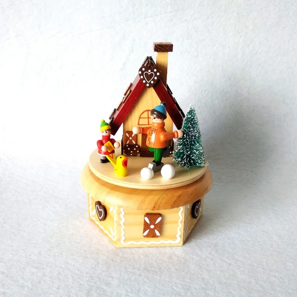 wooden christmas music box