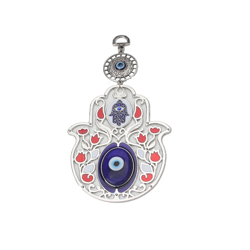 

Lucky Alloy Eye Blue Evil Wall Hanging Hamsa Hand Home Decoration, As show