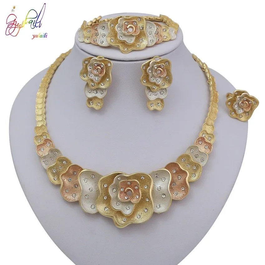 Wholesale Xuping Gold Filled Jewelry Set Accessories Necklaces Bracelet