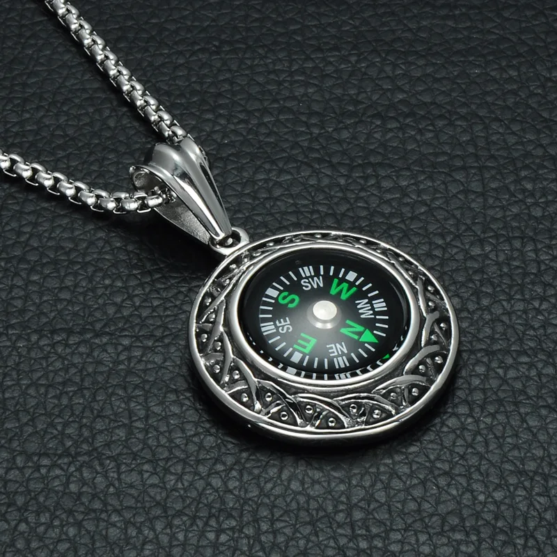 Fashion Mens 316l Stainless Steel Compass Pendant Necklace Buy