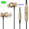 Magnetic Earbuds Universal 3.5mm Jack Audio Stereo Noise Cancelling With Mic in Line Volume Control In-Ear Earphones For Running