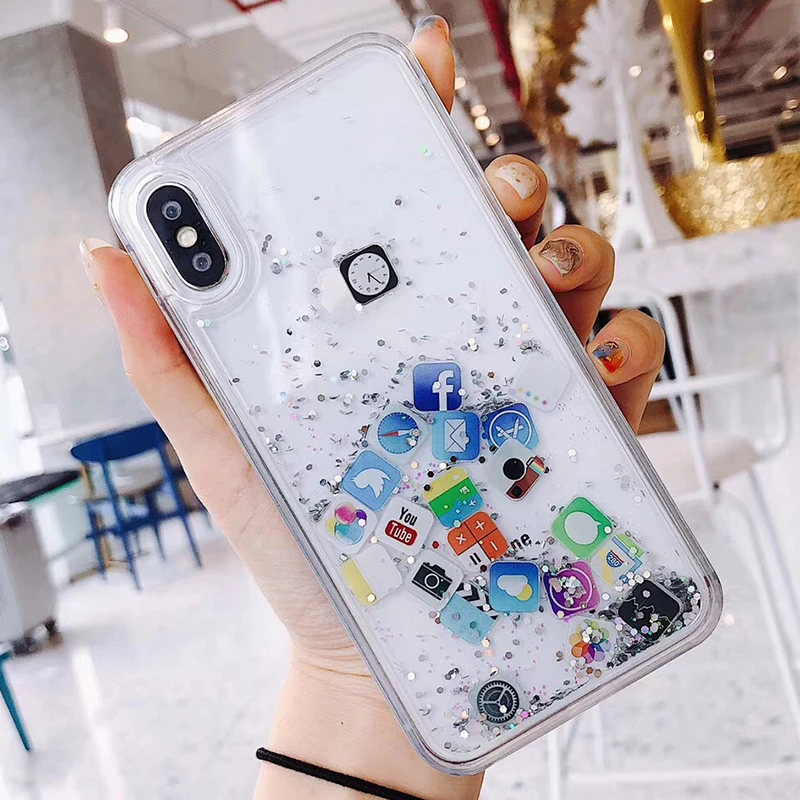 

For iPhone XS max Fashion Transparent Glitter Star Dynamic Liquid Quicksand Phone Cases