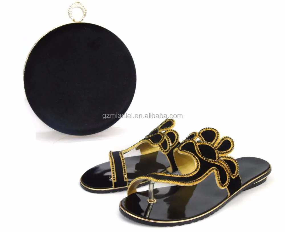 

Latest high fashion african shoes and bags to match women flower style flat shoes and bags in napoli TYS17-54