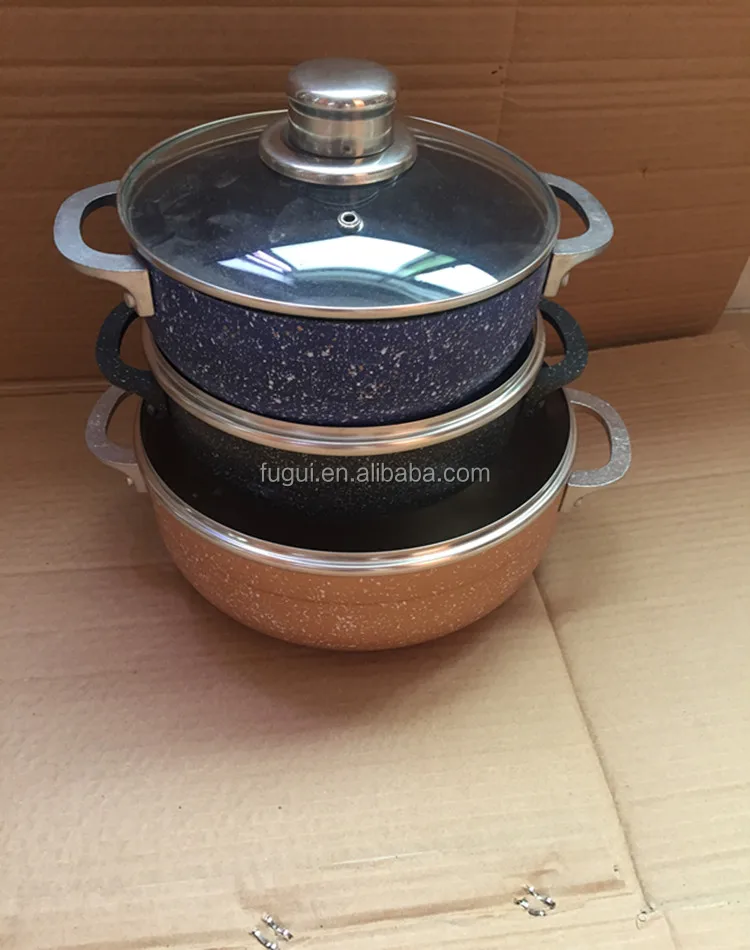 aluminum caldero with marable painting inside and outside 20-42