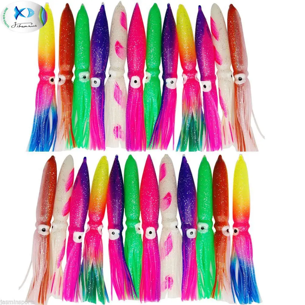 

Bulb Squid Skirt Soft Plastic Lure Fishing Bait Tackle Saltwater Octopus Hoochie, Random