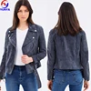 Cool newest fitting zip pocket girls classic biker suede jacket