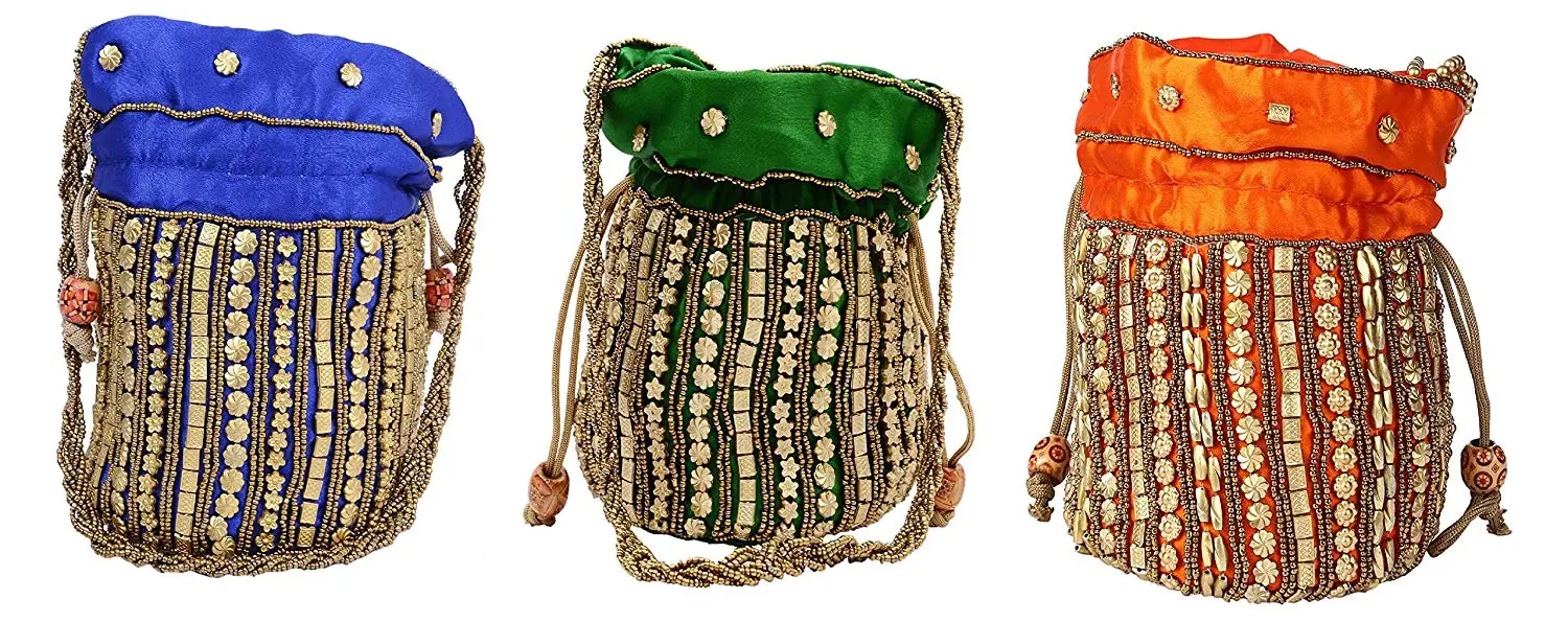India Meets India Christmas Ethnic Kantha Art Potli Bag//Bridal Clutch//Gifting//Storing Precious Jewellery