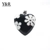 Hot sell Fashion Custom Heart Charms Flower Black Epoxy Pendant