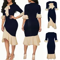 

81205-WLT1 stylish bow collar elegant lady ruffles dress clothes names