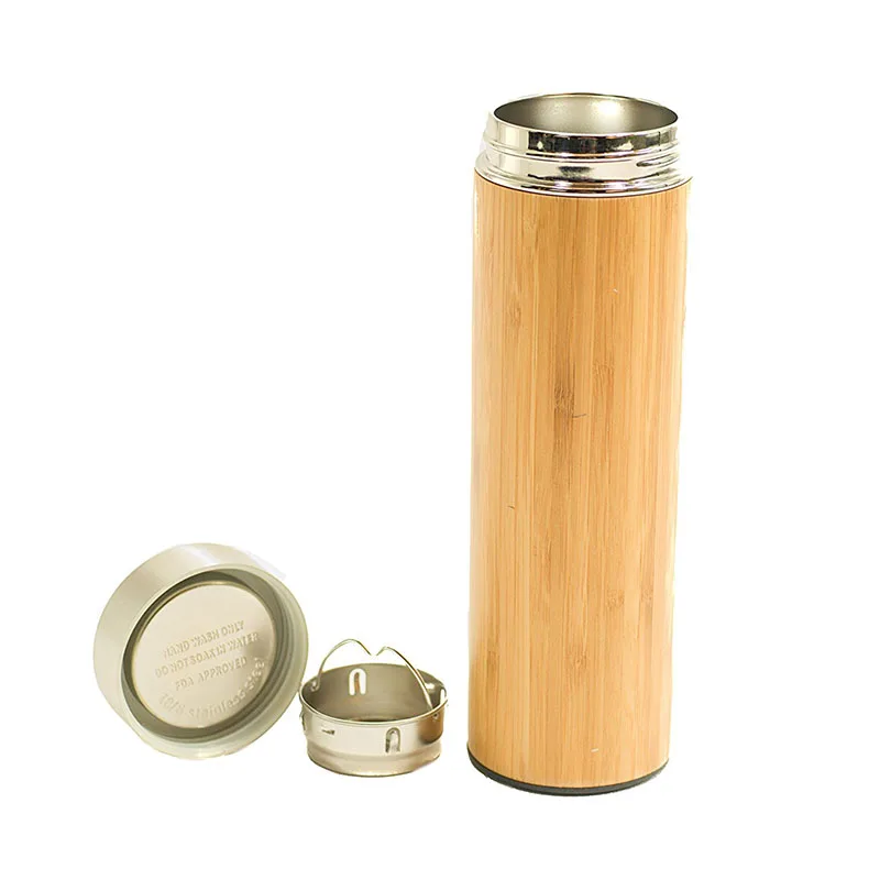 

Double Wall Stainless Steel Tea Infuser Bottle With Stainless Steel Bamboo Tumbler