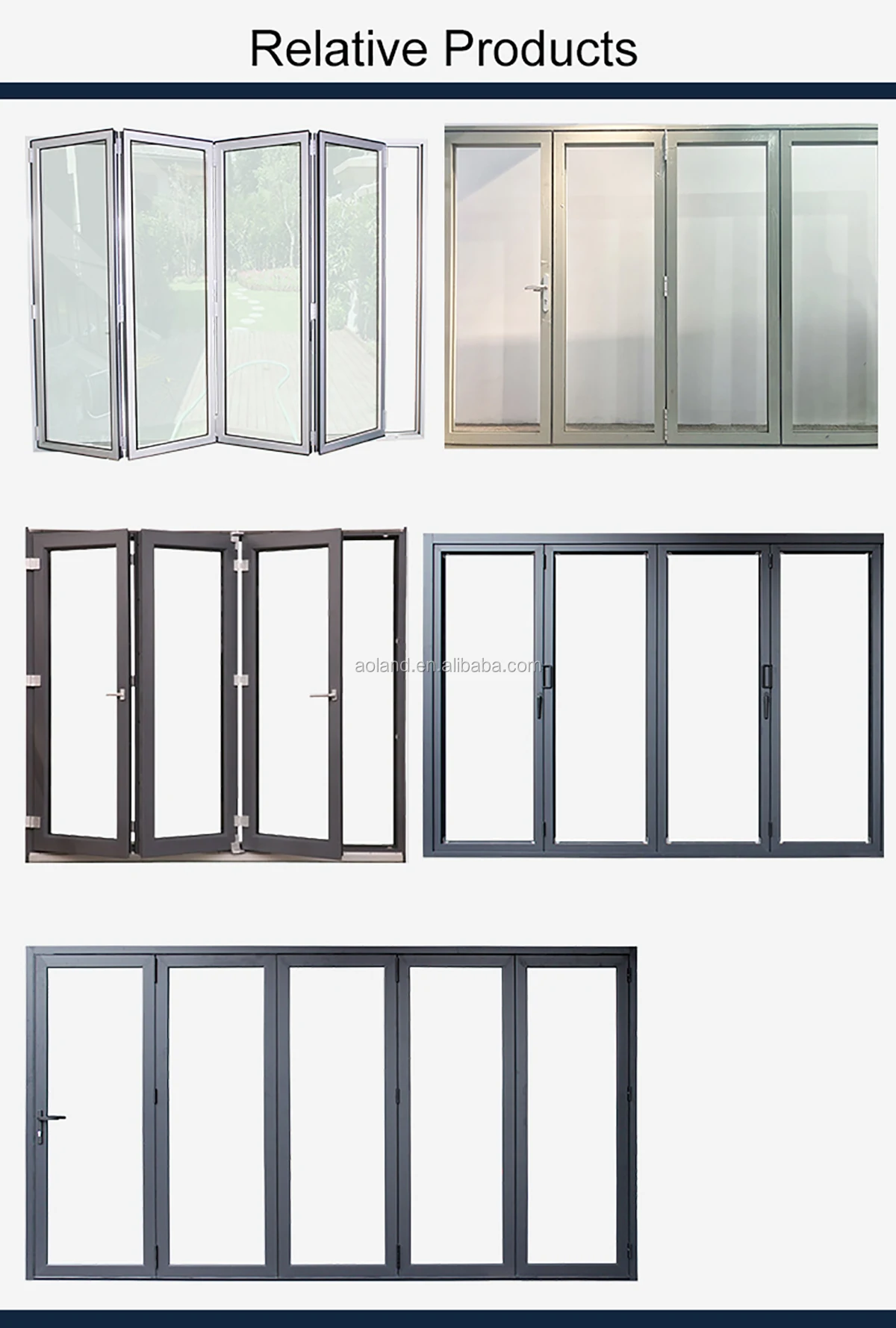 High quality aluminium glass white color veranda folding doors with thermal break