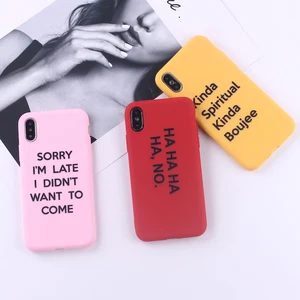 Lovely Cartoon Color Back Cover Funny Letter Quote Soft Phone Case Fundas For iPhone 7Plus 7 6 6S 5S 8 8Plus X XS Max