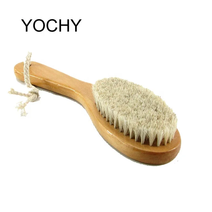 

1Pc Middle Handle Wooden Bath Shower Body Brush Spa Scrubber Exfoliating For Dry Brushing and Shower Bathroom Tools, As picture shows