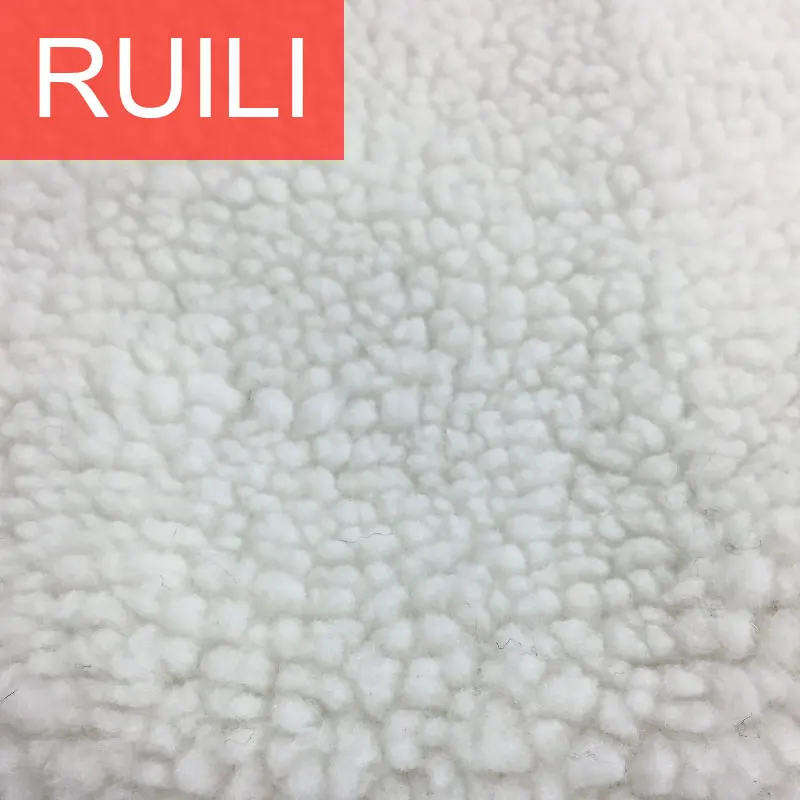 White Color 8mm Pile Length Polyester 340 Gsm Knitted Sherpa Fur Fleece