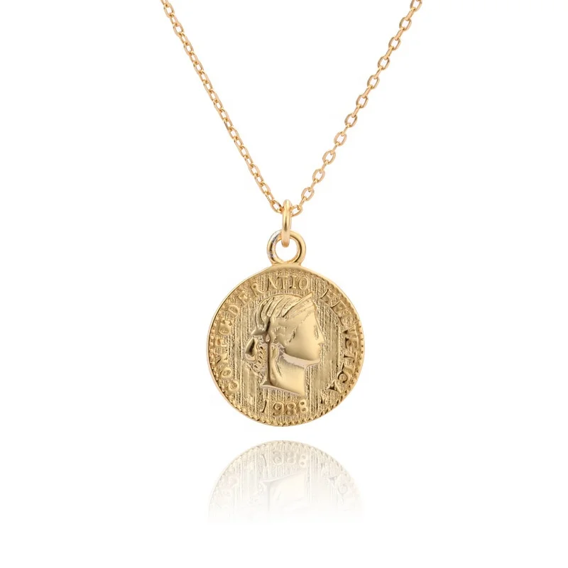 

14k Gold Plated Sterling Silver 925 Coin Pendant Necklace, Gold/silver