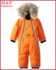 Customized Overalls children winter in orange custom embroidery logo