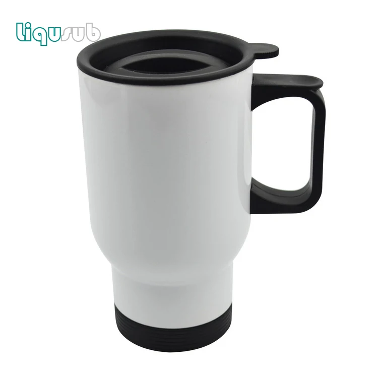 

Blank sublimation travel mug stainless steel coffee mug with lid wholesale, White;silver