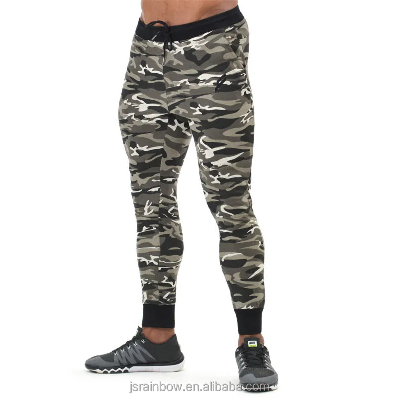 

Camouflage new fitness trousers cotton men skinny cotton pants, Light green;dark green