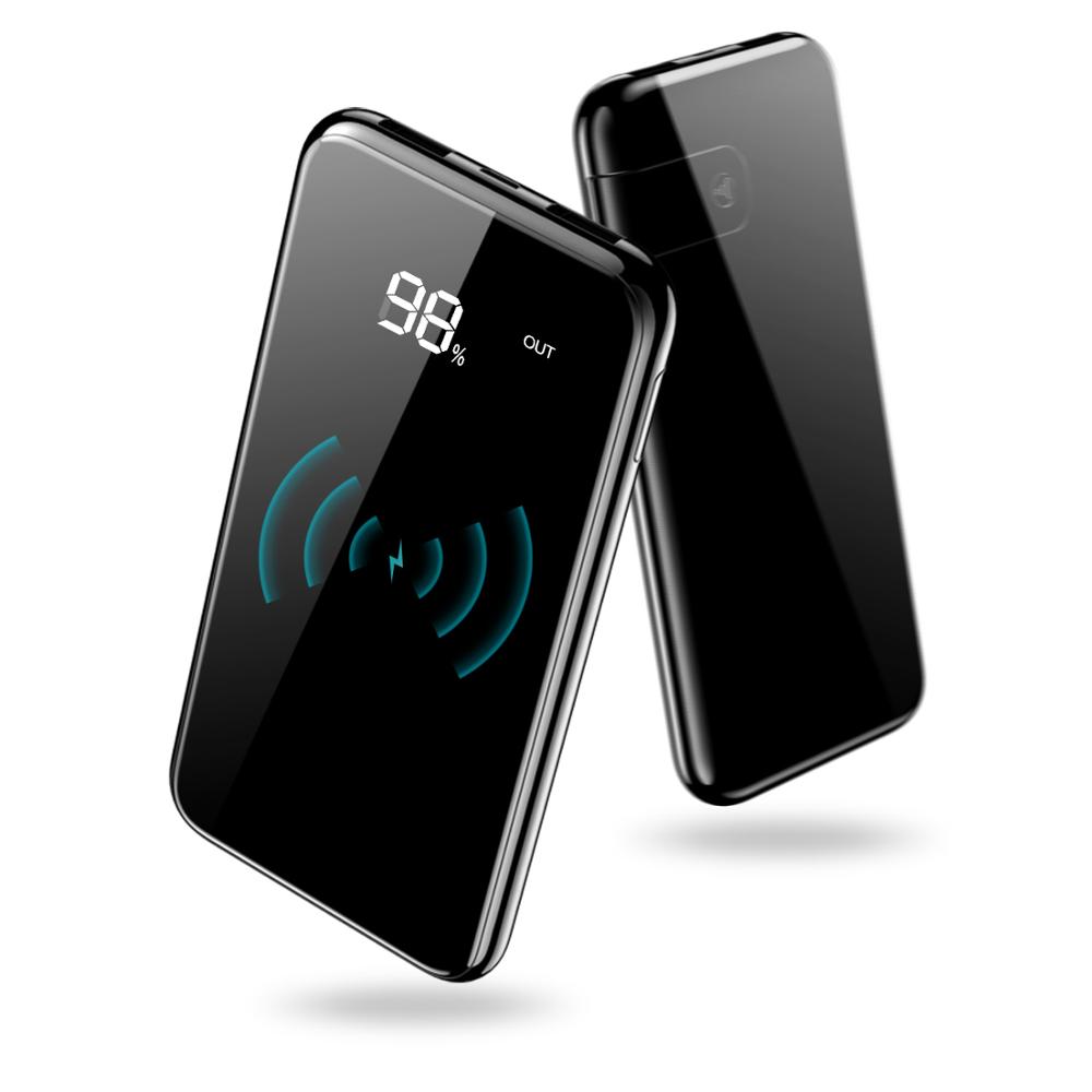 

Licheers 2019 Wireless Power Bank For Samsung S10 Portable wireless mobile Power bank LED display 8000mah, Black