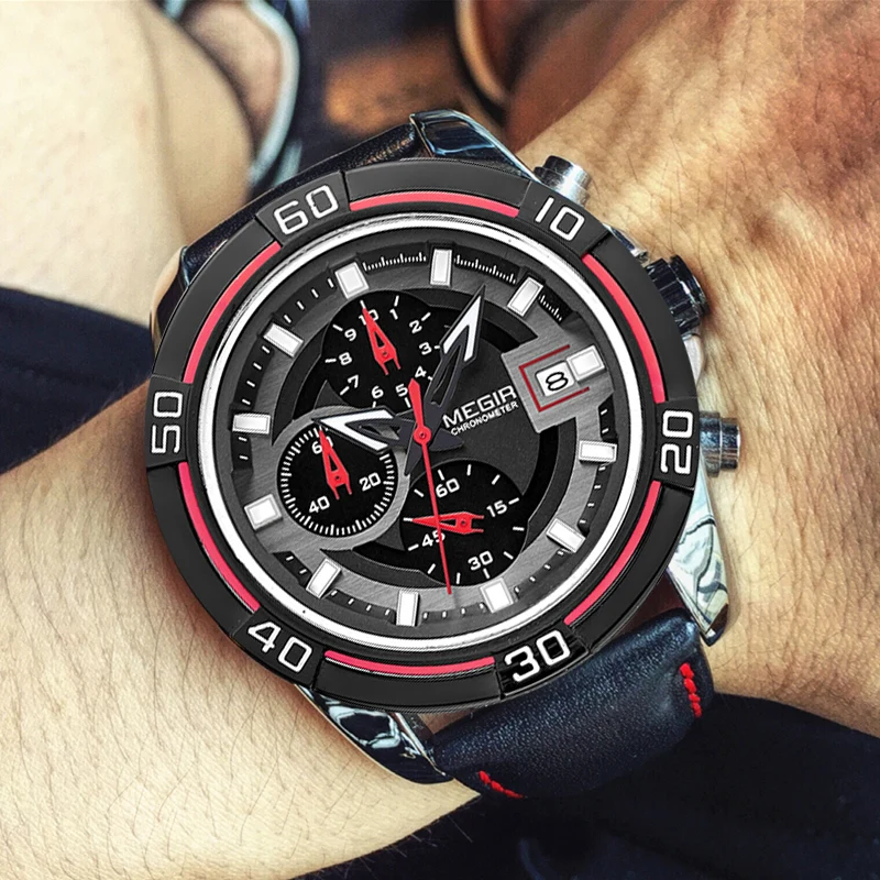 Megir Men Watch 2023 G Luxury Military Chronograph Watches Men Wrist