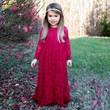 red lace flower girl dress